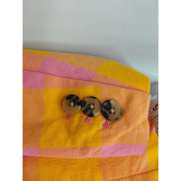 Free Assembly Womens XXL Pink & Yellow Checkered Blazer - Picture 8 of 9